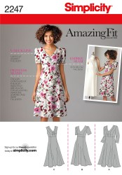 2247 SIMPLICITY EMPIRE FIT PRINCESS DRESS SLEEVES  OR NOT PATTERN  10-18, 20-28W C-DD uncut choice